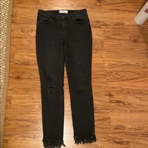 Free People distressed black skinny jeans